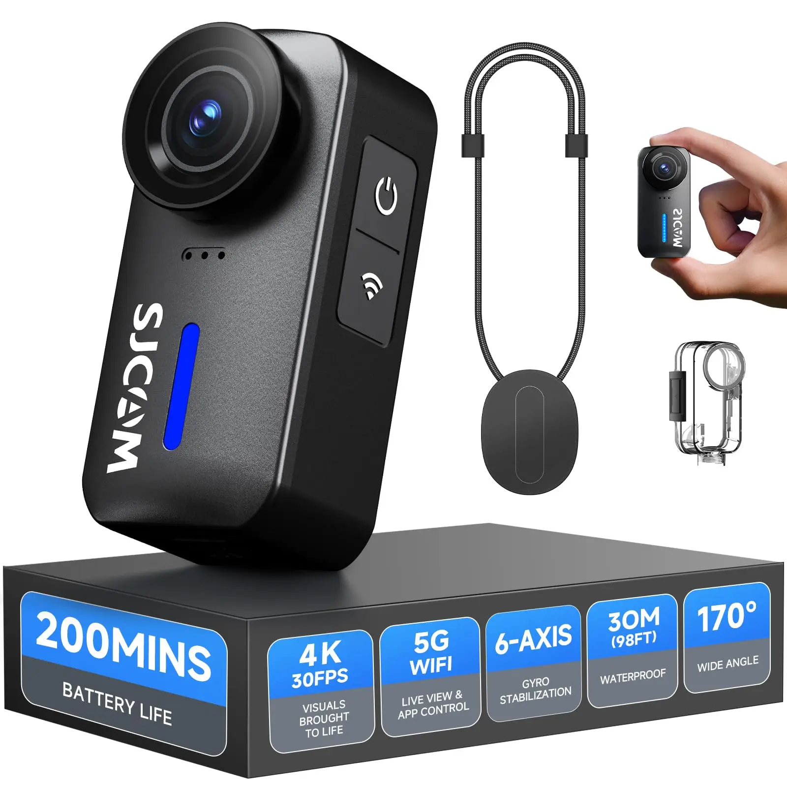 

Спортивная камера SJCAM C110+ 170 ° Ультраширокий 4K видеорегистратор 30 кадров/с с шестиосевым гироскопом и стабилизацией изображения для велоспорта, влогинга и рыбалки