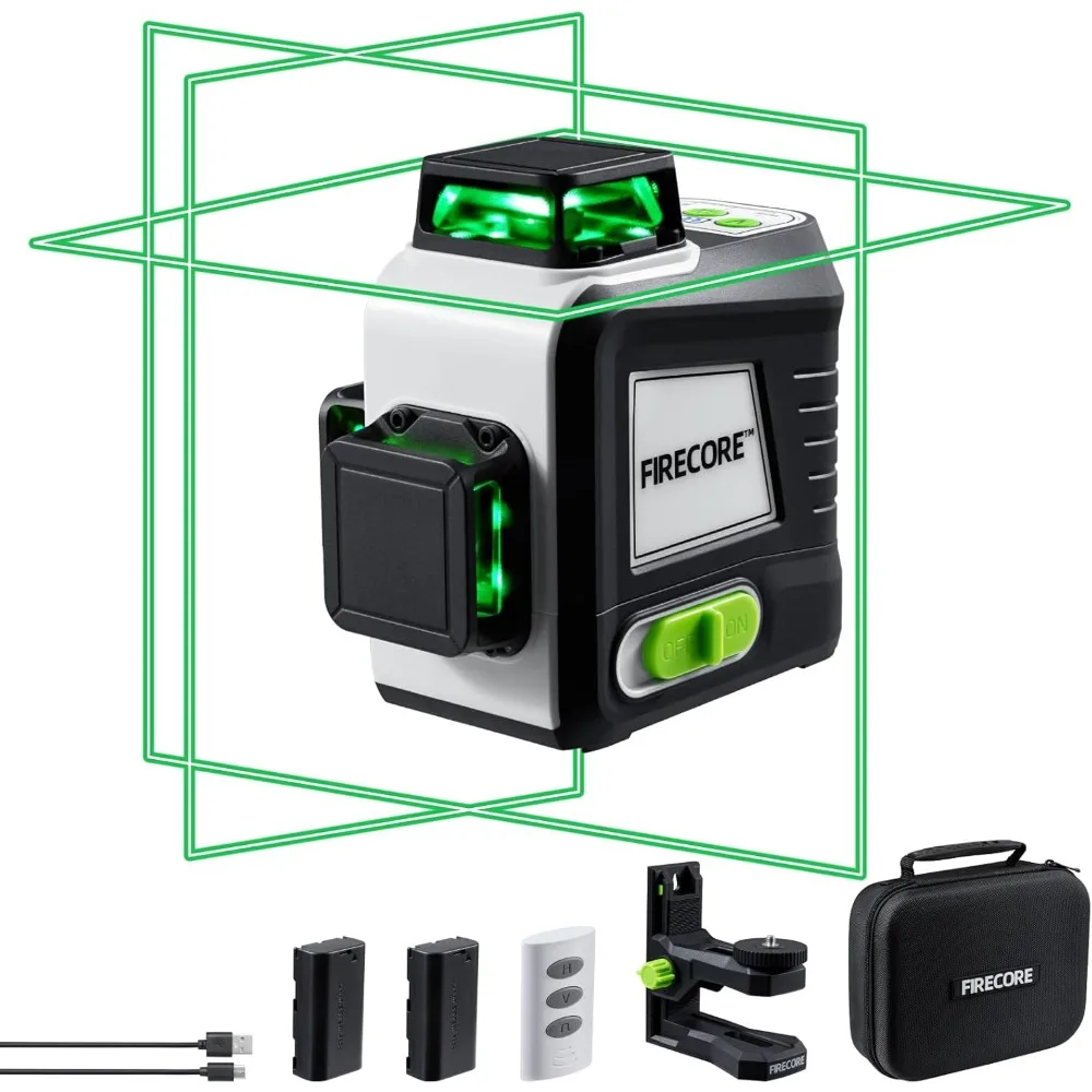 Laser Level 360 Self Leveling, 3 x 360° High Brightness Green Cross Line Laser Leveler Tool