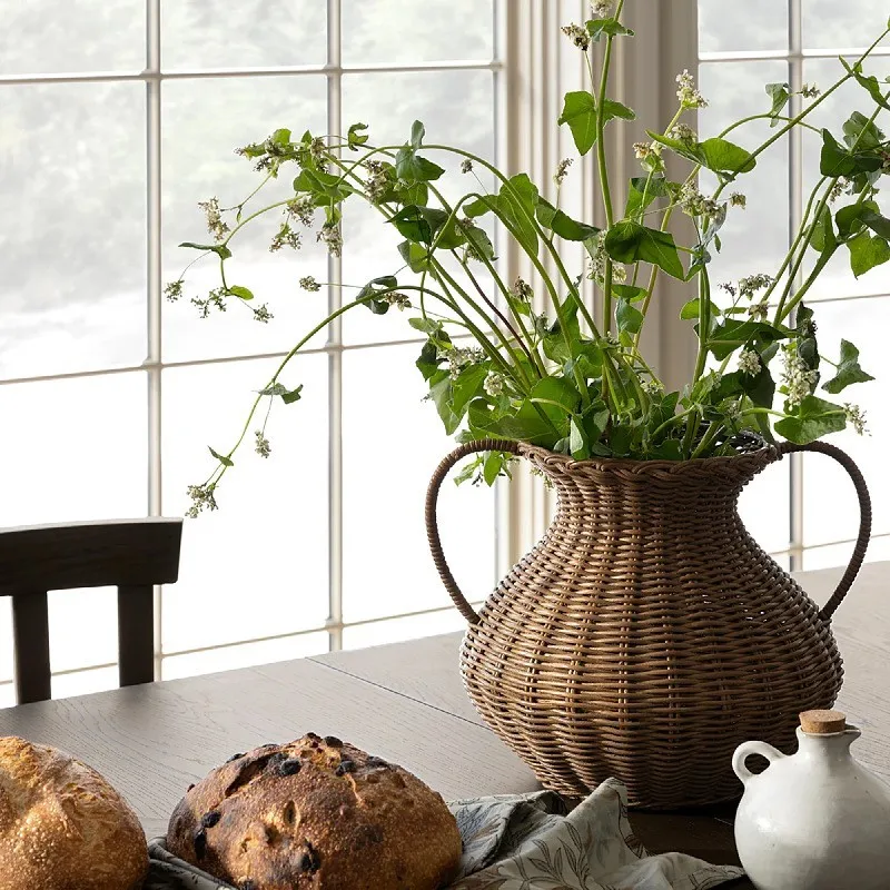Creative rattan weaving craft vase, hand woven flower basket, living room and homestay decoration ornaments