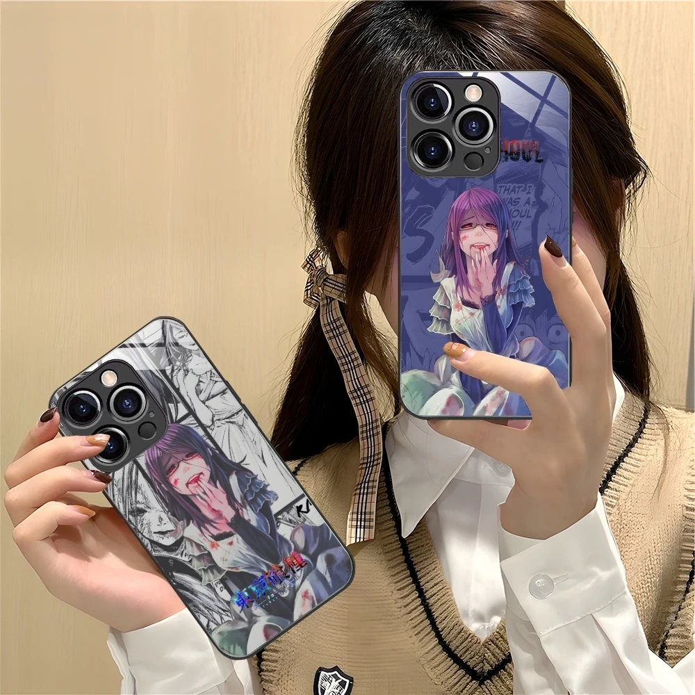 Tokyo Ghoul Rize Colour Mobile Cell Phone Case for iPhone 16 15 14 13 12 11 X XR XS 8 Pro Max Plus Mini PC Glass Cover Shell