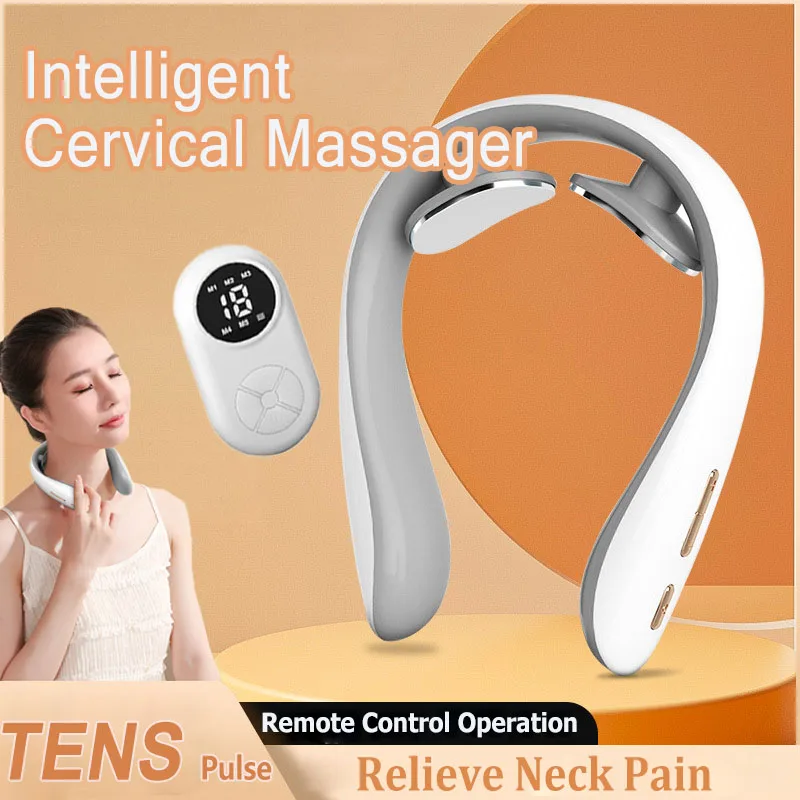 

Smart Cervical Massager TENS Pulse Cervical Massager Remote Control Hot Compress Vibration Massage Intelligent Neck Massager