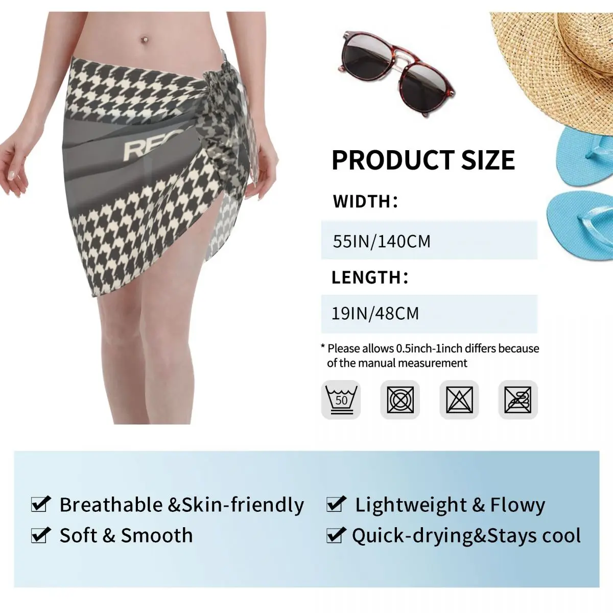 Custom For Swimwear Seat Houndstooth Upholstery Pattern Recaros Short Sarongs Beach Wrap  Bikini Wrap Sarongs Swimsuit Coverups