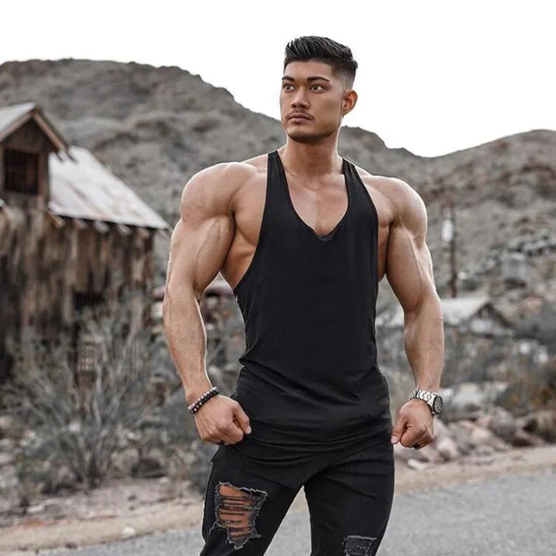 Summer Slim Fit Clothing Plain Mens Cotton Irregular Hem Vest Gym Bodybuilding Tank Tops Workout Muscle Casual Sleeveless Shirt