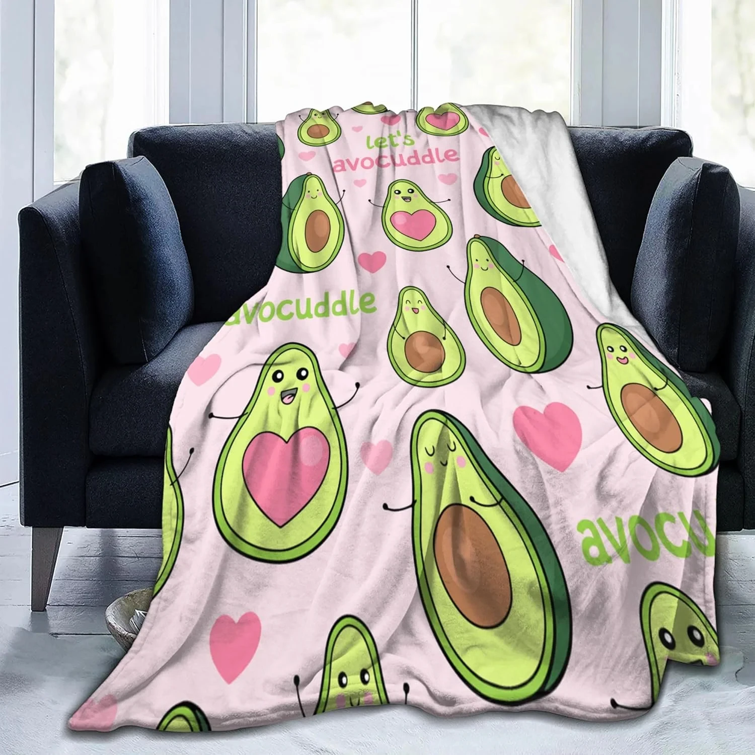 Avocado Blanket Gifts for Women Girls Bedroom Living Room Decor Soft Cozy Lightweight Cute Cartoon Fruit Plush Throw Blanket