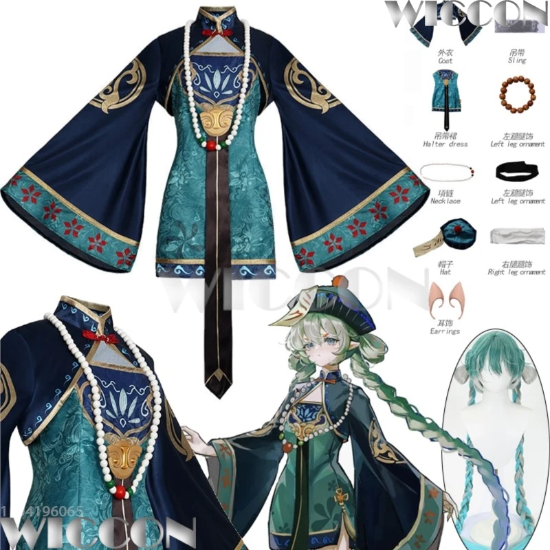 zombie-fille-mikkku-anime-jeu-cosplay-vert-bleu-robe-lolita-double-poney-perruque-cheveux-longs-accessoire-femme-vetements-halloween-festival