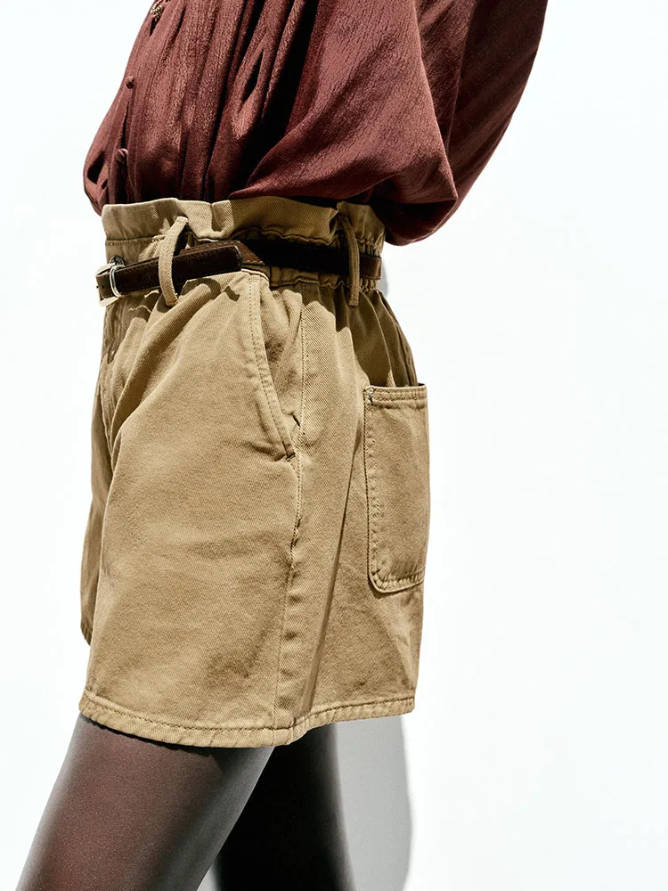 

Странный бумажный мешок, джинсовые орты с поясом, Новое поступление лета, женская одежда, универсальные одинаковые брюки