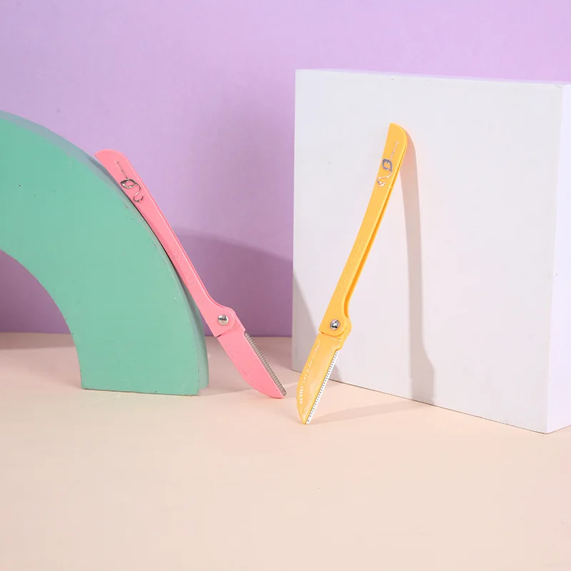 3 個折りたたみ式眉毛トリマー女性用初心者向け傷防止刃ナイフ顔かみそりメイクアップツール女性用グルーミング用