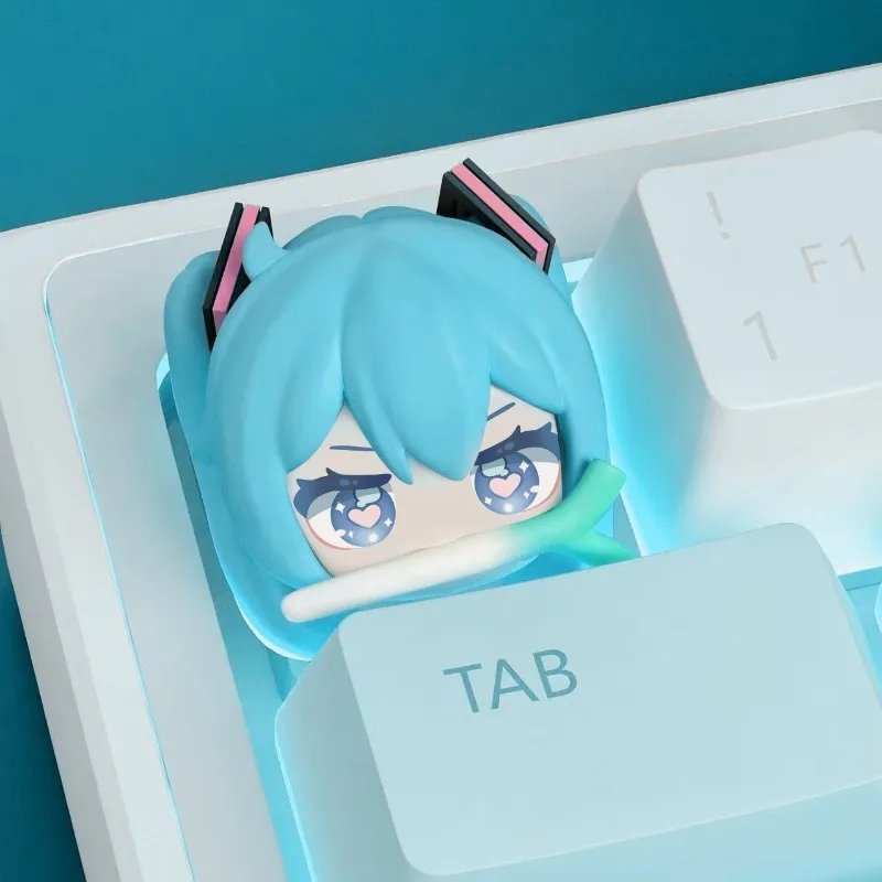 Hatsune Miku-teclas PBT de eje transversal de cebolla oscilante, tecnología de sublimación de Anime, teclas de teclado mecánico para juegos personalizadas