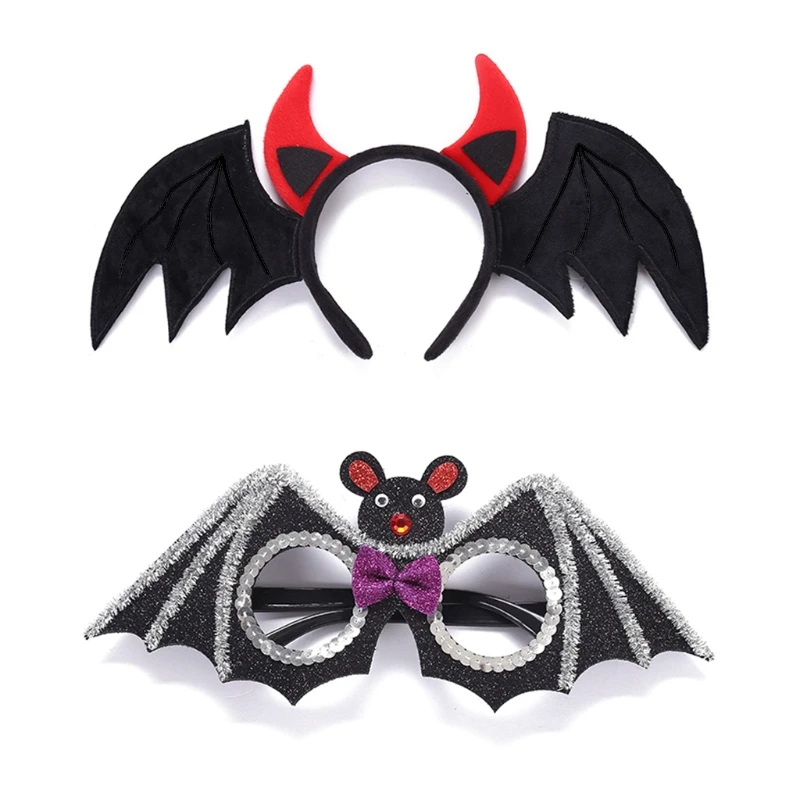 Bat Shaped Hairband/Mask Women Girls Cosplay Headband Halloween Perform Props Washing Hair Hoops for Lady