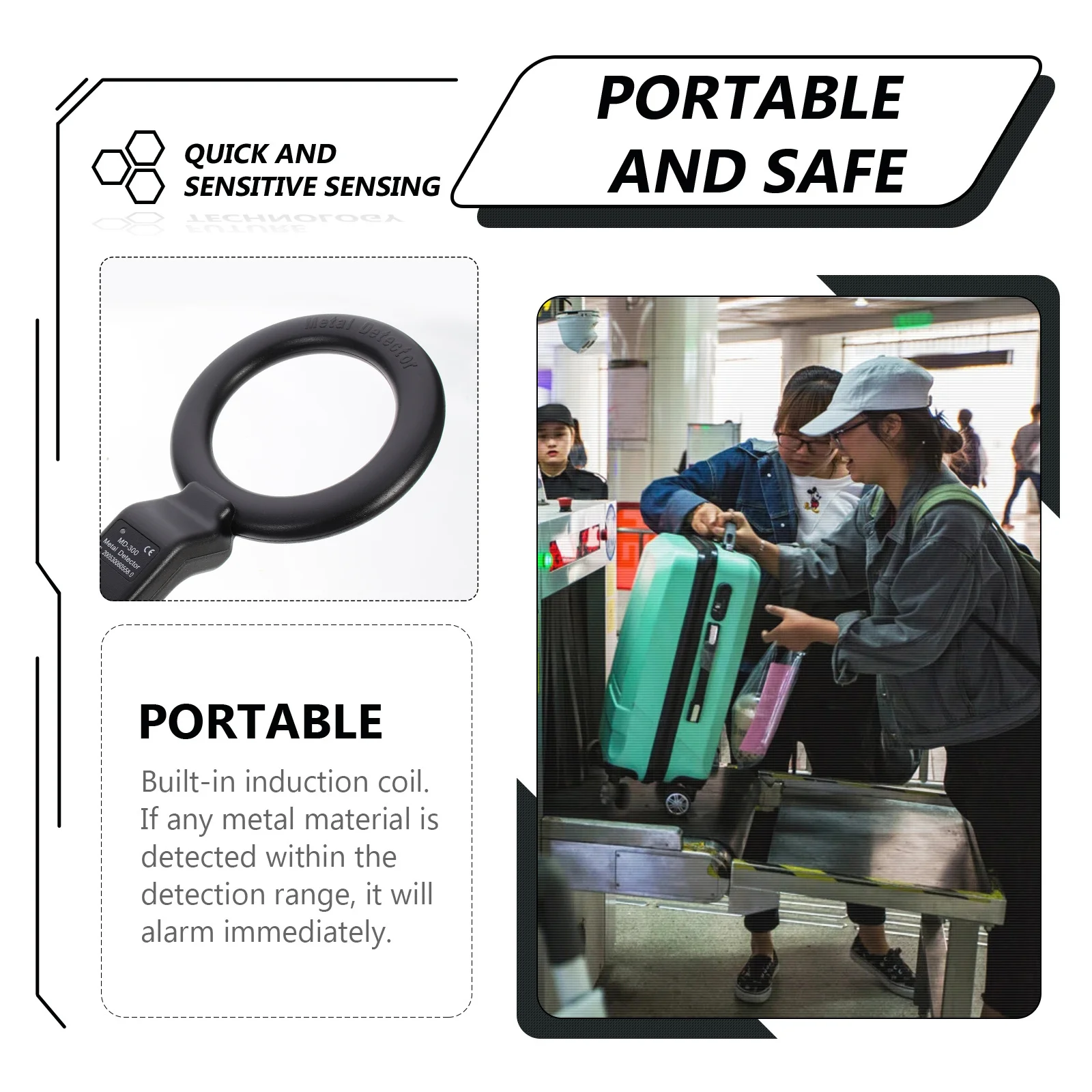 عصا معدنية احترافية محمولة لفحص المعادن، أمان عالي الحساسية للبحث عن مجوهرات العملات المعدنية #2