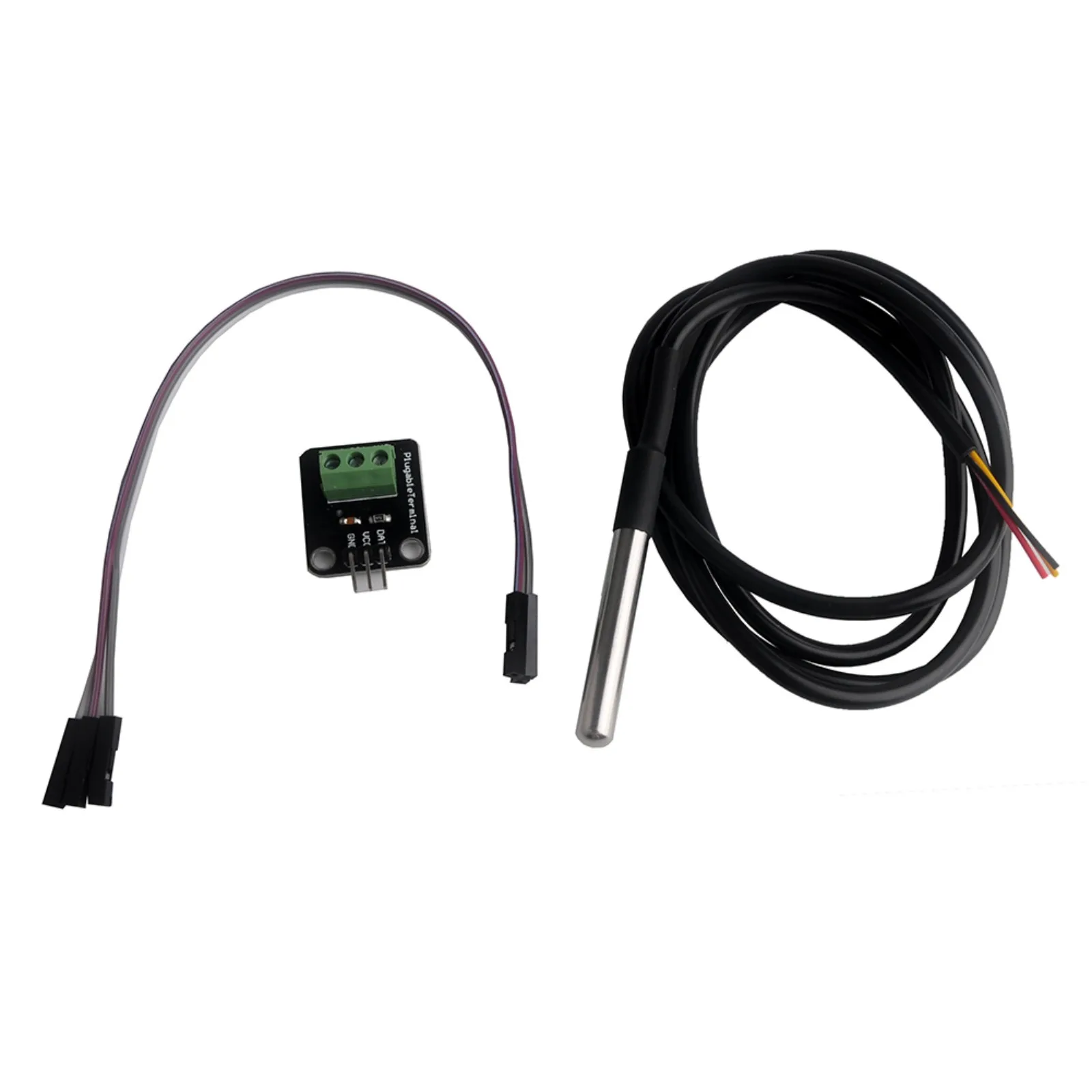 Temperature Sensor Module Kit 3P Terminal Adapter Waterproof 1M Digital Sensor Cable Stainless Steel Probe For Arduino