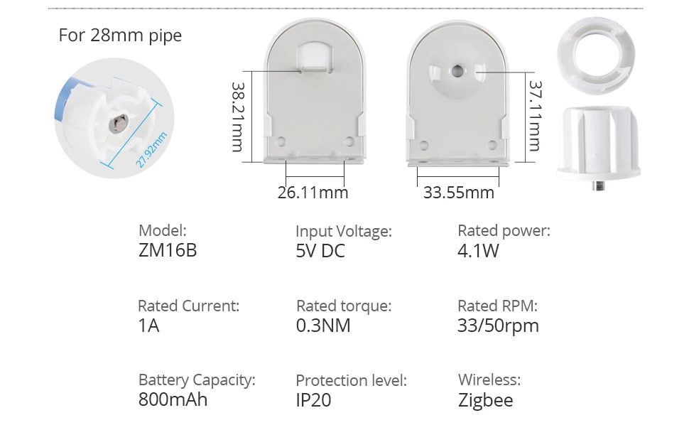 Zigbee-Rollo-Motor für 17 25 28 mm Rohr Zemismart wiederaufladbarer Vorhangmotor, funktioniert mit Tuya-App Alexa Google Home Voice – Detail 14