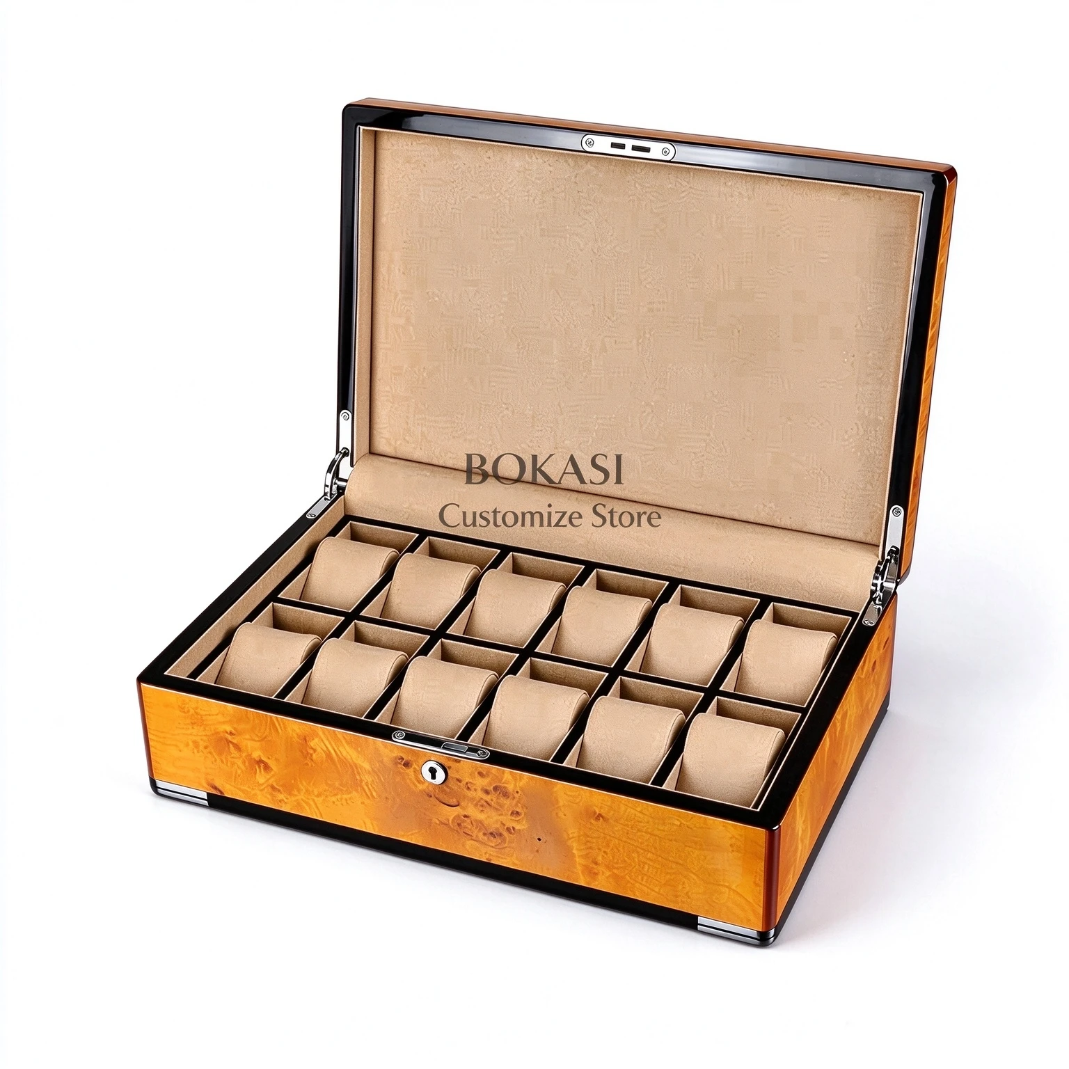 12 Slots Wood Watch Display With Image Luxury Watch Case Storage Box Top Quality Watch Box Watch Holder For Men