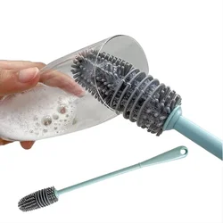 Silicone Milk Bottle Brush Cup Scrubber Glass Cleaner Kitchen Cleaning Tool Long Handle Drink Bottle Glass Cup Cleaning Brush