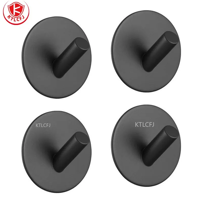 

Adhesive Robe Hooks Black 304 Stainless Steel Bath Towel Hook Robe Hook Wall Hanger Bathroom Accessory Organizer Clothes Rack