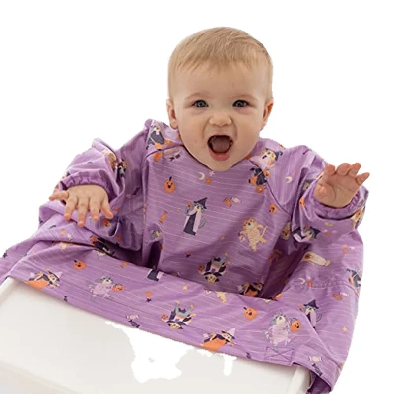 Baby Dining Chair Smock Children's Anti-dressing Feeding Pocket Waterproof and Antifouling Long Sleeve Bib