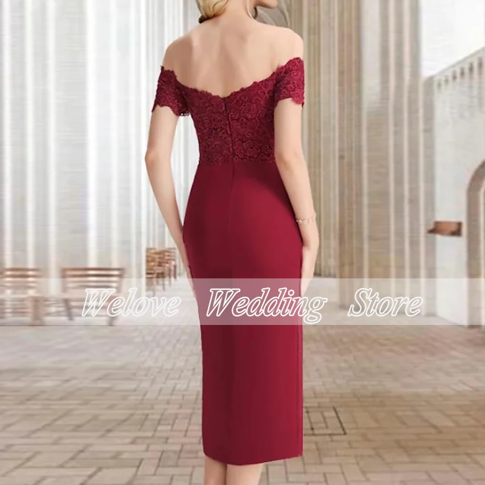 Elegante Kurze Kleid Frauen Für Hochzeiten Party 2022 Sommer Mantel Weg Schulter Rüschen Halbe Hülse Plus Mutter Der Braut kleid