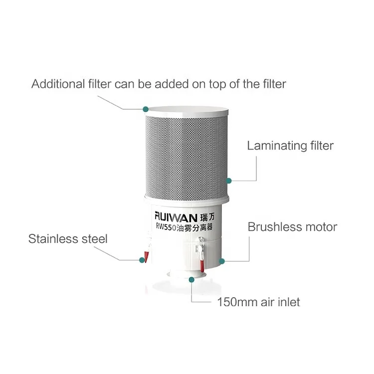 ruiwan quality hepa filter uv laser cnc metal milling forging dust and smoke collector fume extractor oil mist separator