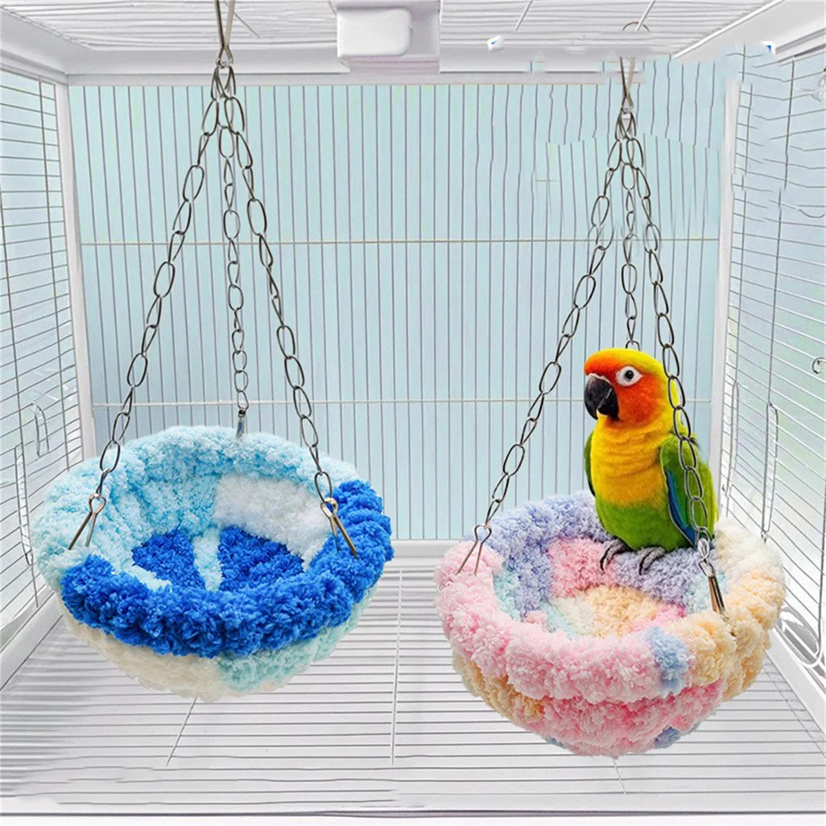1 Parrot Nest Bird Nest Sleeping Nest Forest-Style Hammock Bird Cage Hanging Nest Plush Nest Small Bird Supplies Swing Warm Bird - view 5