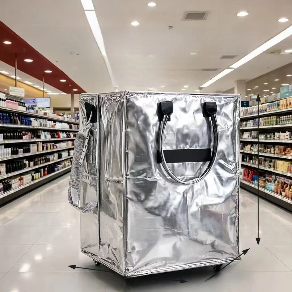 大容量ショッピングカート-キャンプピクニックバッグ-スタッキング式荷物バッグ-カバー付き-牽引可能-超大型-静音ユニバーサルホイール