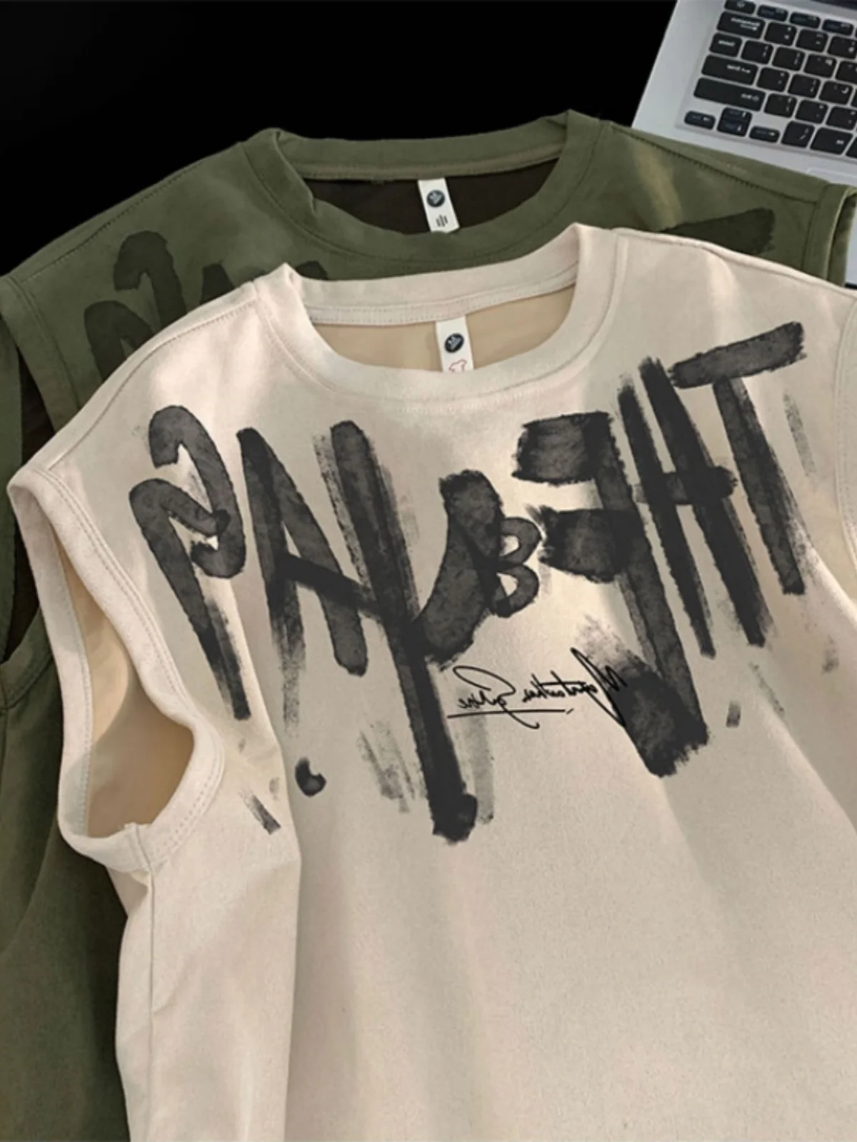 American Street fiti Gilet in pelle scamosciata da uomo Tendenza estiva Marca Fitn Sport oulder T-shirt Svel ampia di grandi dimensioni