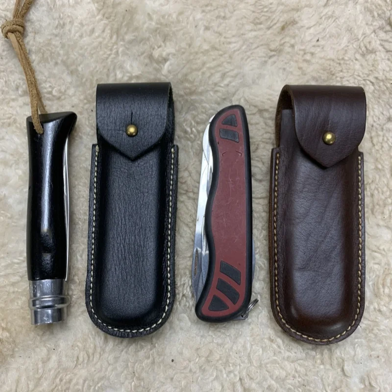 Genuine Leather Cover Outdoor Tactics Tool Scabbard for 111mm  Folding Tool German Milita Officer Rescue Sentry OPINEL NO.8