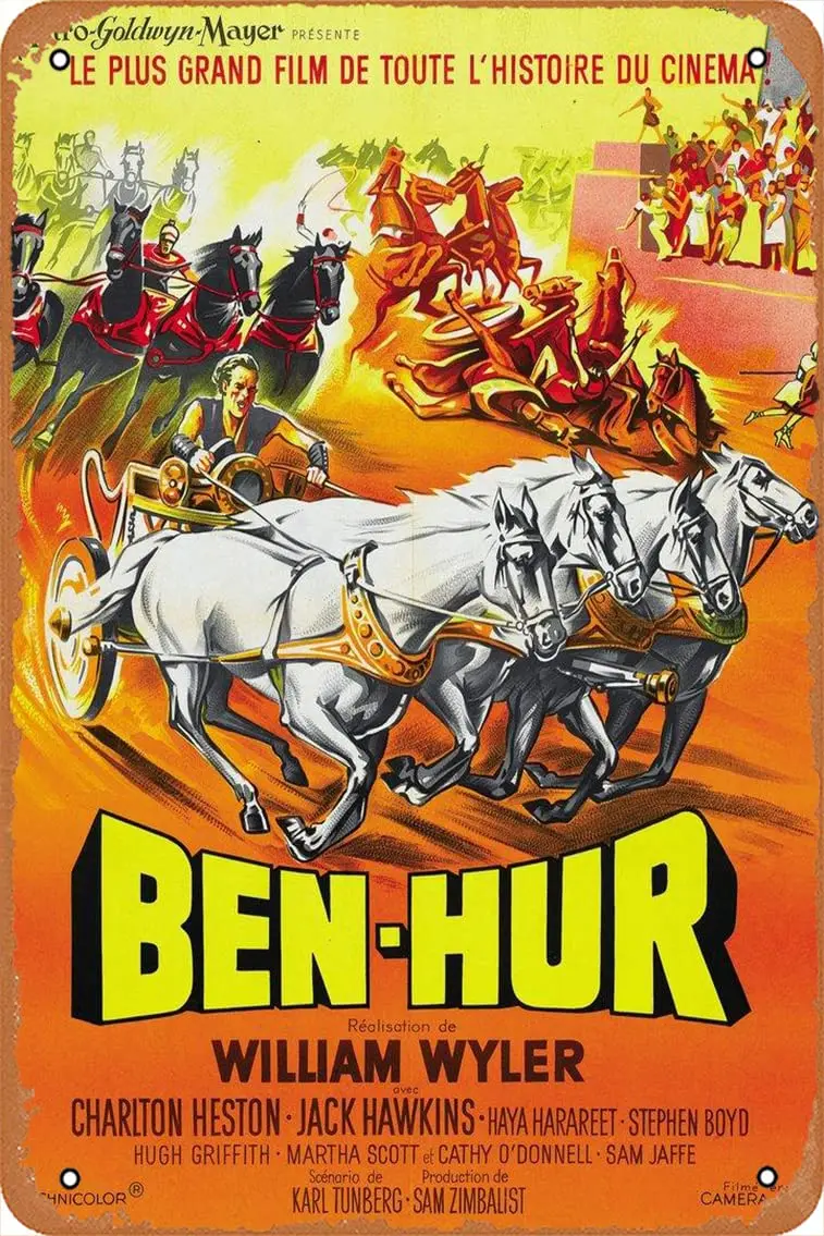 Zuhhgii CLASSIC DECOR Pôster de filme Ben Hur Pôster de filme Decoração de arte de parede Sinal de lata - 8 x 12 polegadas