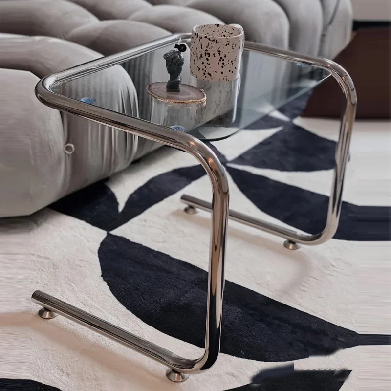 Monden Metal Frame Coffee Table Living Room Narrow Unique Minimalist Glass Coffee Table Narrow Small Table Basse Home Furniture