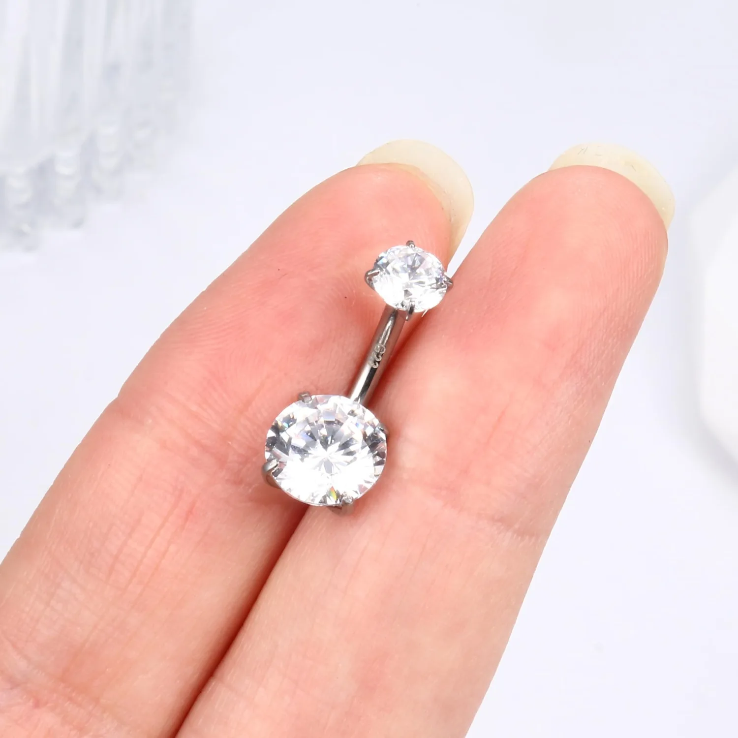 Drperfect 14G G23 Titan-Chirurgenstahl 14K vergoldete Bauchnabelringe für Damen mit Zirkonia-Nabelpiercing-Schmuck – Detail 6