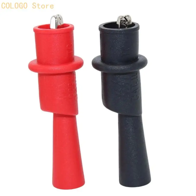 2Pcs Clip Test Clip Clamp Set Black Red Wire Tip 10A 1000V Multimeter Tester Probes for Power Measurement D0LD