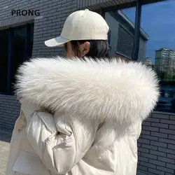 Collo di pelliccia di procione naturale per cappotto donna inverno caldo vera pelliccia sciarpa giacche cappuccio strisce di rifiniture scaldacollo sciarpe silenziatore di lusso