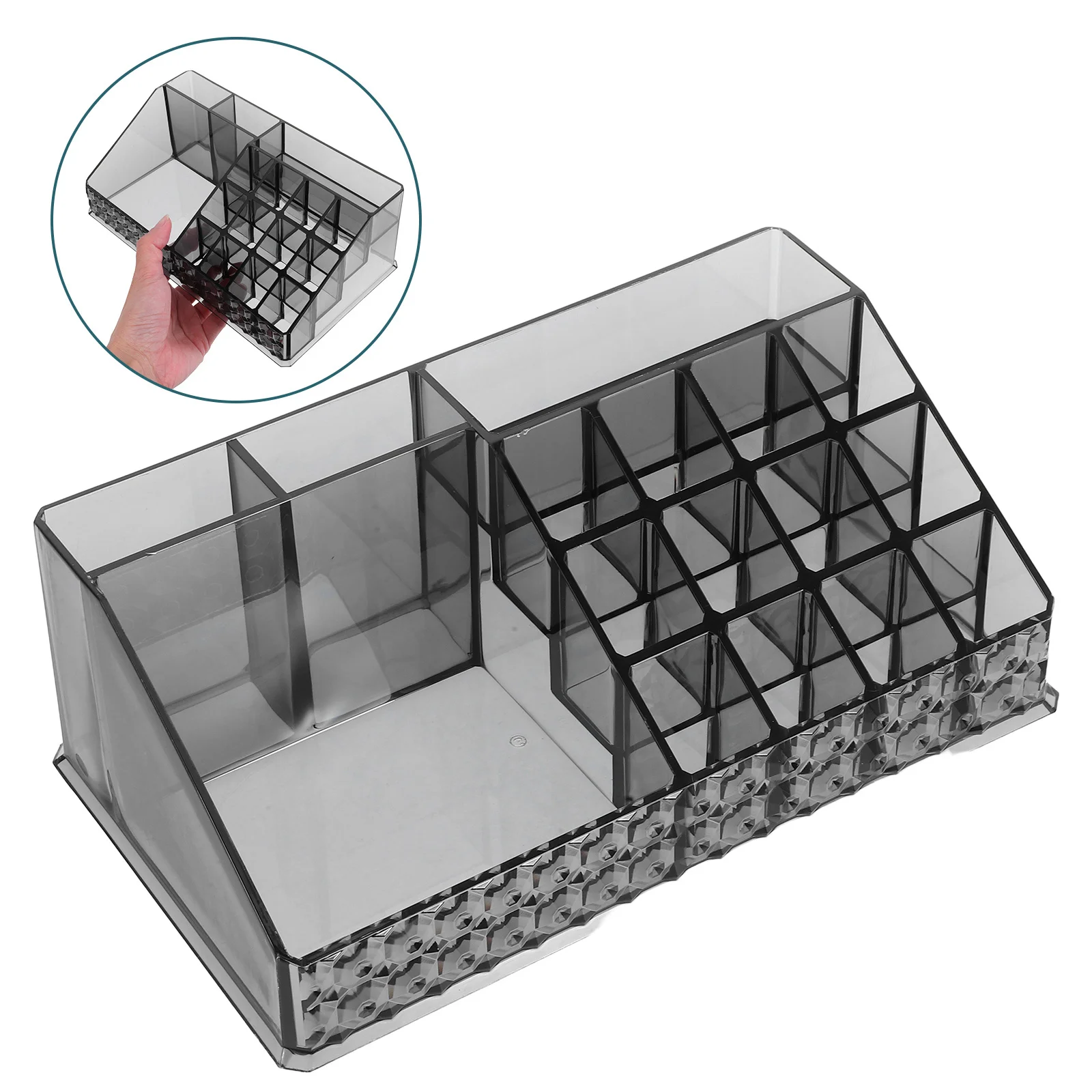 

Acrylic Makeup Organizer Box Texture Cotton Rounds Holder for Vanity Bathroom Countertop Skin Care Storage