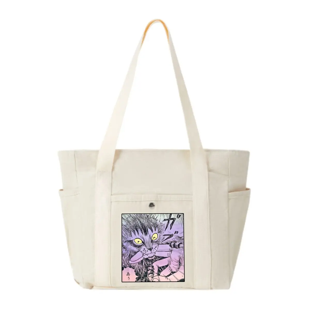 

Manga - Style Cat Canvas Single Shoulder Diagonal Cross Portable Tote Bag