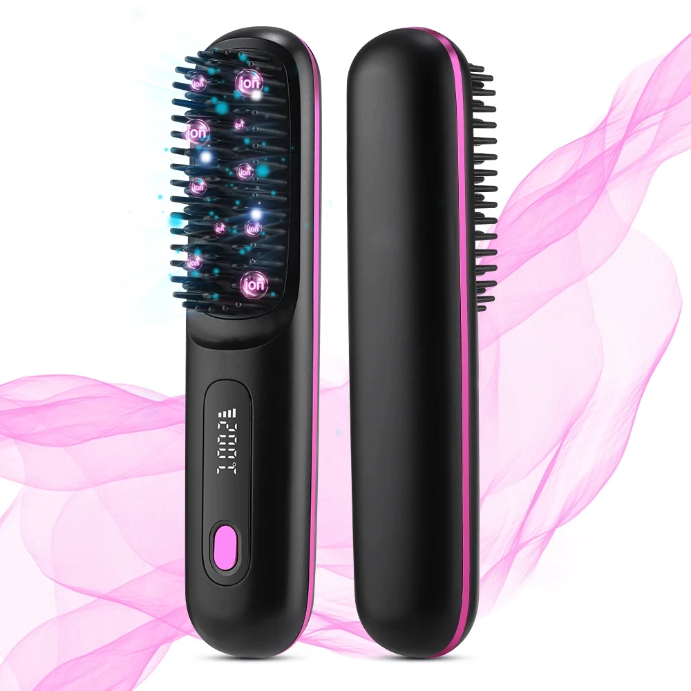 

Smoothing Negative Ion Hair Care Comb Setting Portable Mini Travel Straightener Brush Anti-Scald Ionic Hot Comb Straightener