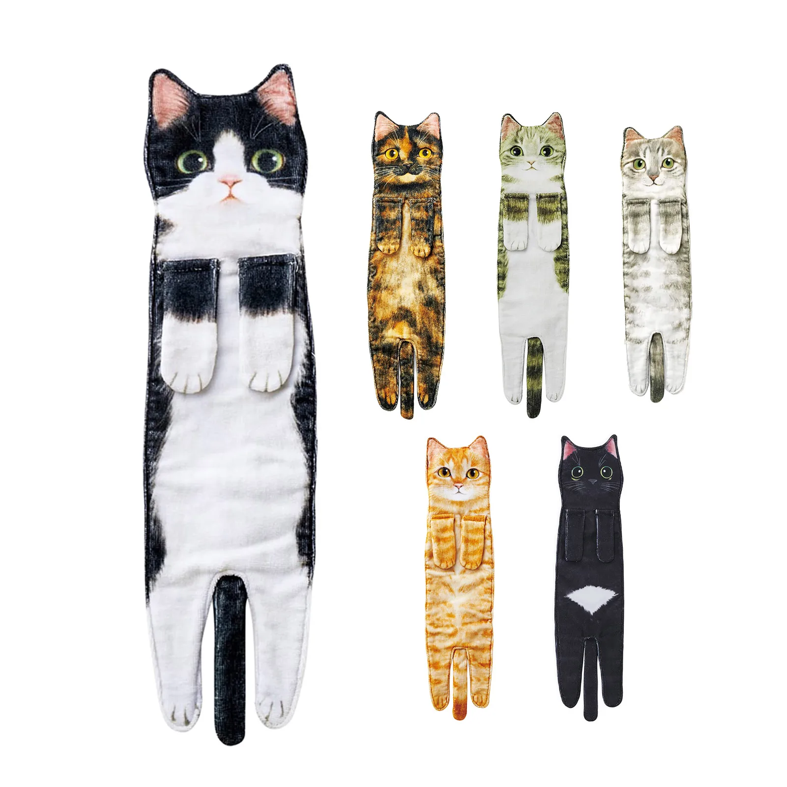 Hot Sale Funny Cat Hand Towels Kitchen Bathroom Hand Towel Ball Quick Dry Soft Absorbent Microfiber Creative Towels