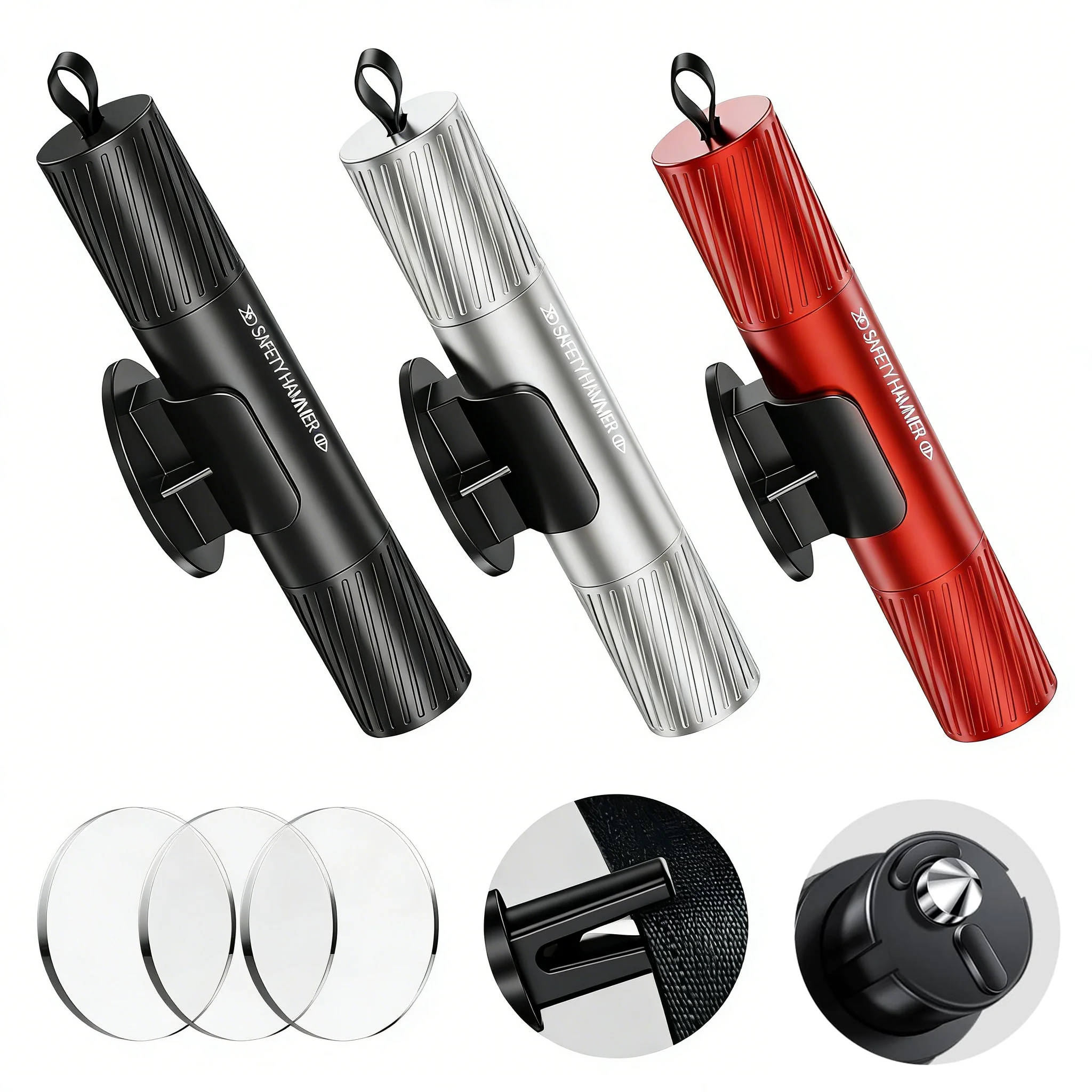 3 Pack Car Emergency Escape Tool Window Breaker With Seat Belt Cutter Safety Hammer Auto Glass Breaker Rescue Tool