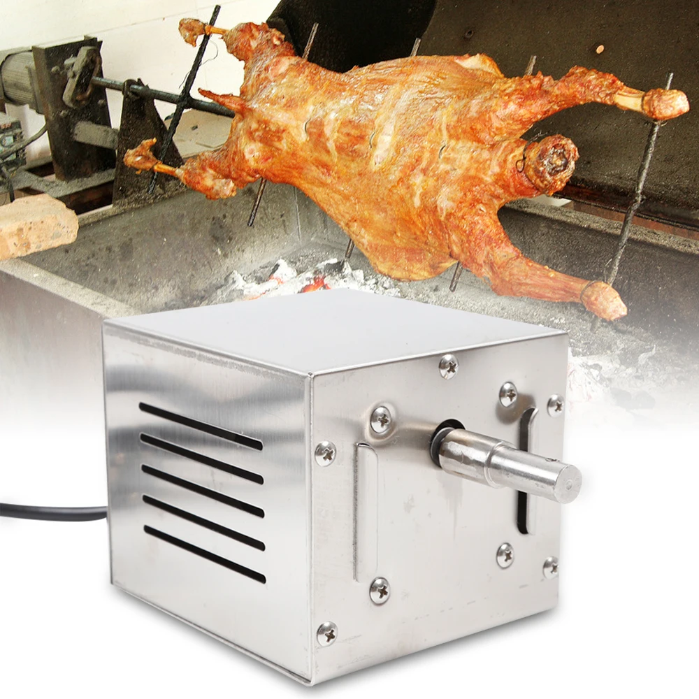 60KG Barbecue Grill Motor Rotary Skewer BBQ Rotisserie Roaster Skewer BBQ Motor Stainless Steel 220V 2.5r / min EU plug