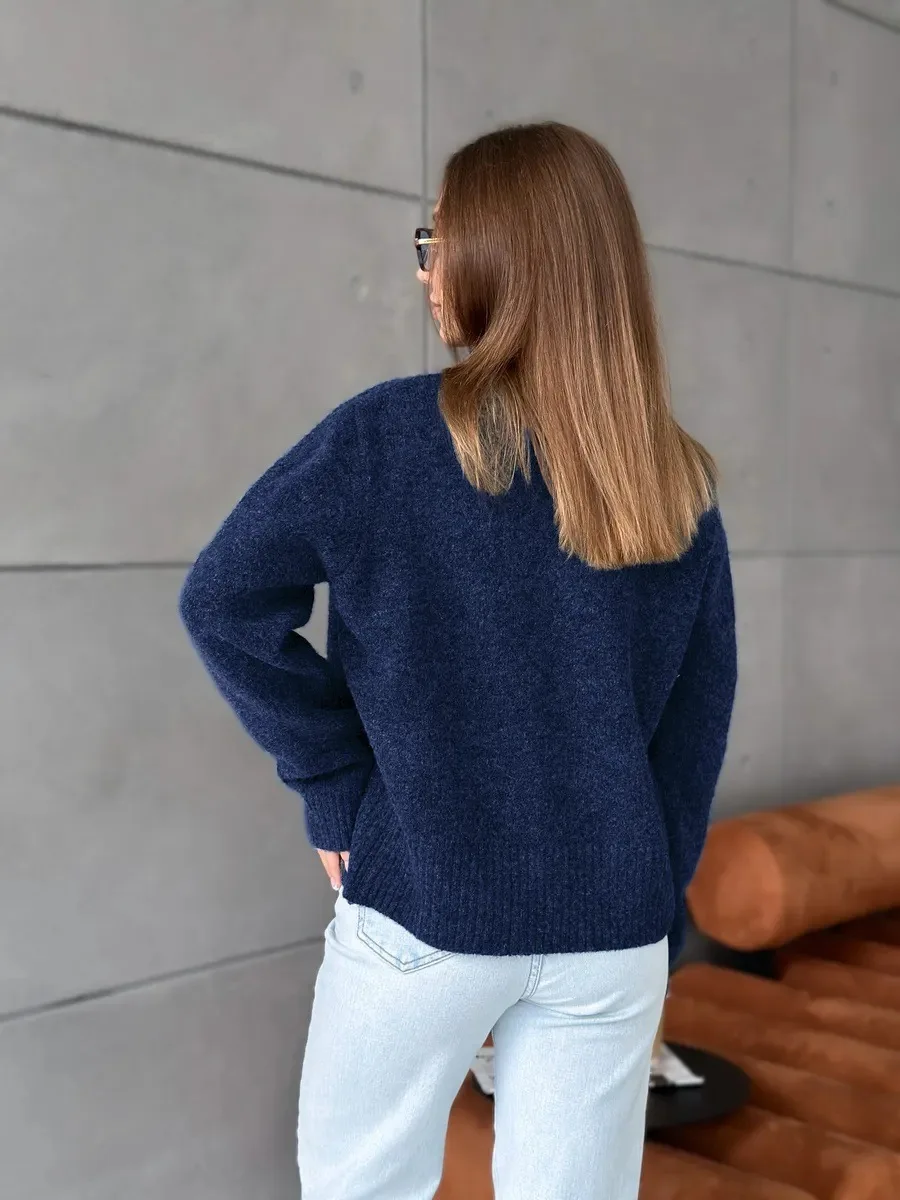 Новый цветной вязаный кардиган на пуговицах, осенне-зимняя одежда 202, женский новый свободный повседневный европейский и американский свитер, женское пальто