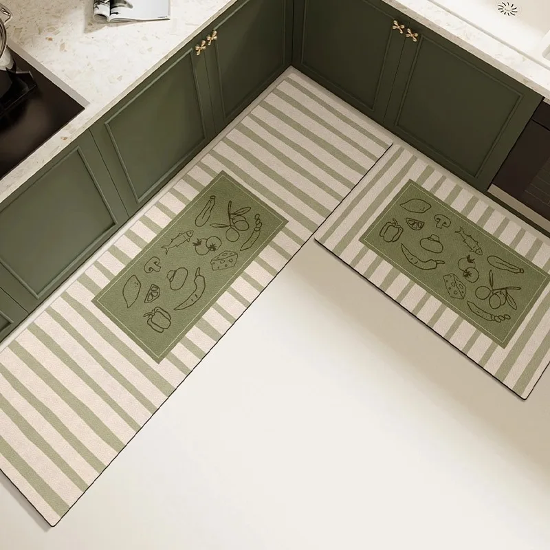 

Kitchen Carpet Non-slip Waterproof Oil-proof Kitchen Rug Long Strip Runner Kitchen Mat PVC Leather Washable Rugs Home Decoration