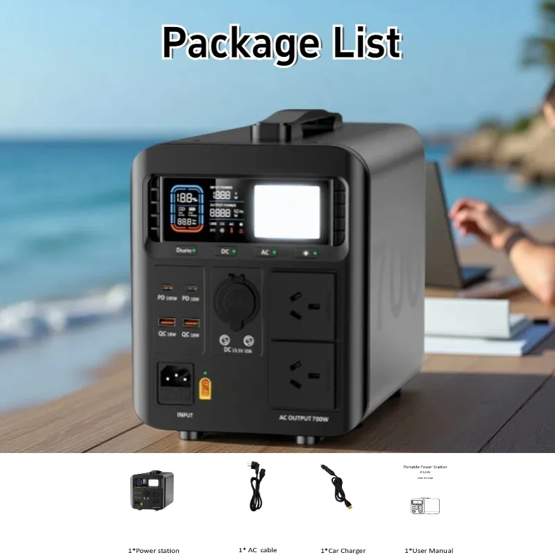 700 Watt Solar Compatible Portable Power Station AC Outlet Solar/Car Charging Camping Home Backup Emergency Backup Generator