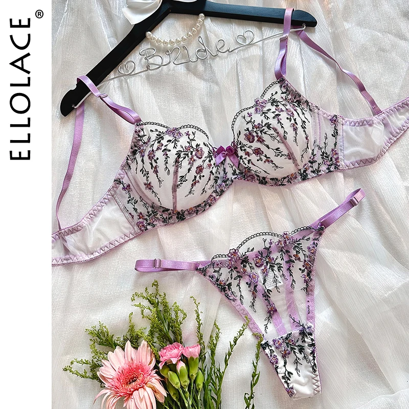 Ellolace Fairy Lingerie Beautiful Tulle Underwear Transparent Lace Exotic Sets See Through Delicate Bilizna Sexy Fancy Intimate