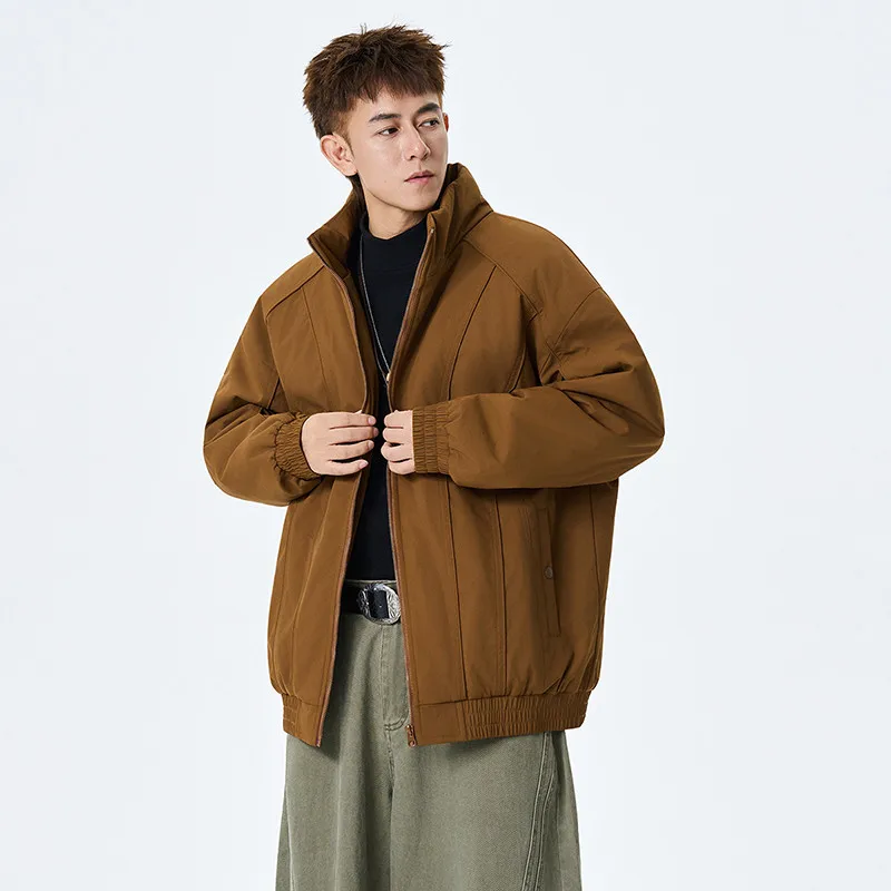 ملابس قطنية للرجال من GIOIOM، سترة شتوية جديدة سميكة ودافئة بياقة واقفة مقاومة للماء مع حشوة من القطن الخالص #1