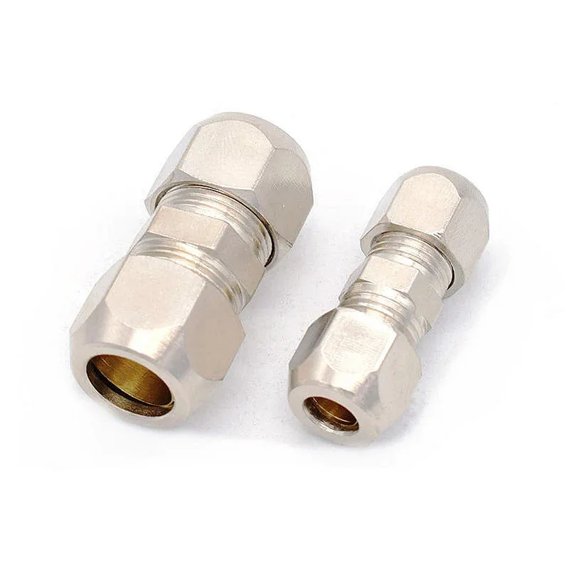 Pneumatic Fittings Brass 4 6 8 10 12 14 16mm OD Tube Compression Ferrule Tubing Compression Fitting Connector PU PV PE PZA PM