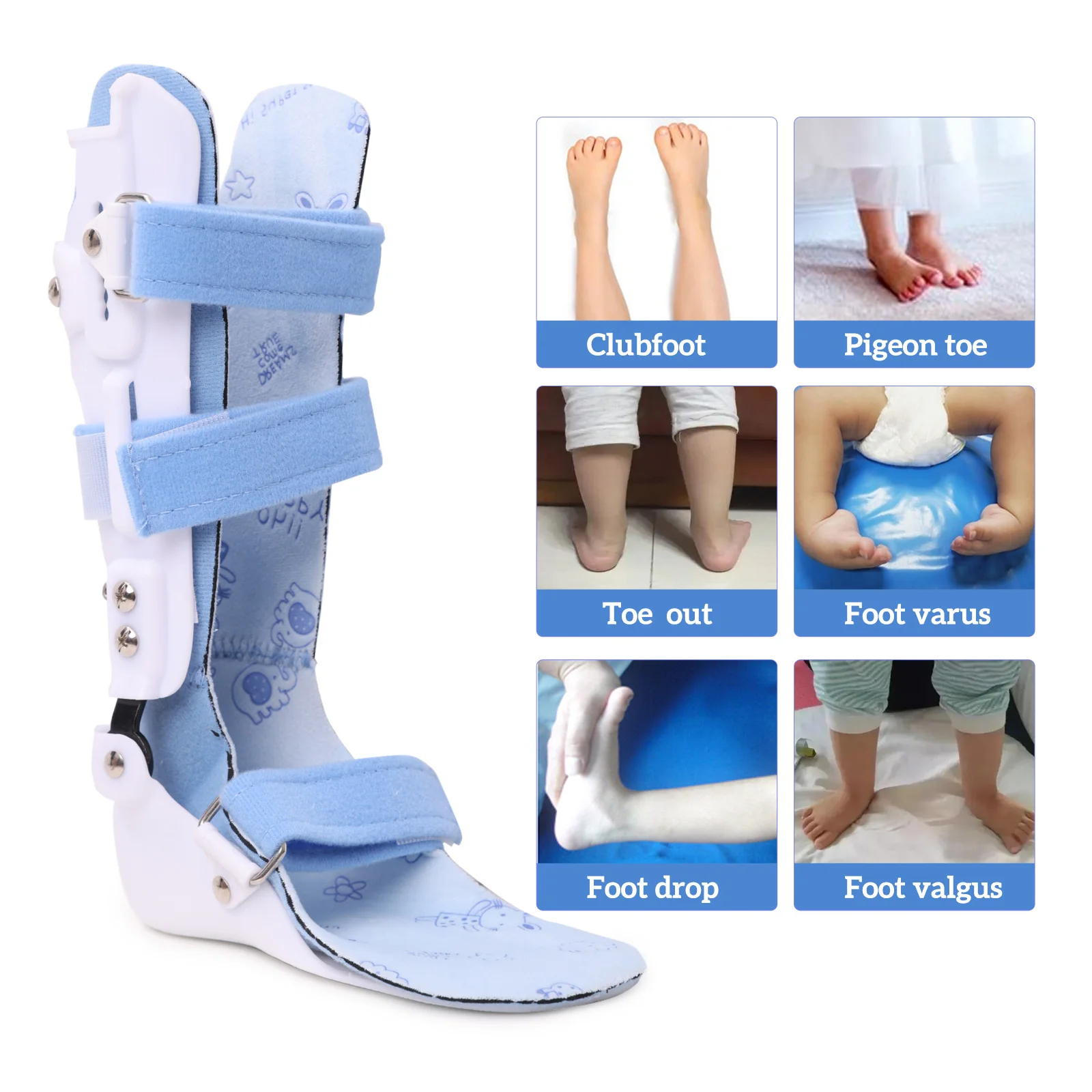 GHORTHOUD Adjustable Children Foot Support Ankle Brace Foot Drop Corrector Ankle Joint Varus Valgus Calf Fracture Fixer Breathab