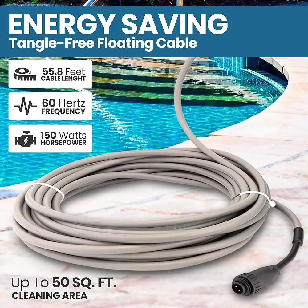 Robotic Pool Cleaner Automatic Vacuum 3 Motor Dual Brushes Wall Climbing Energy Efficient 50ft Coverage Indoor Outdoor