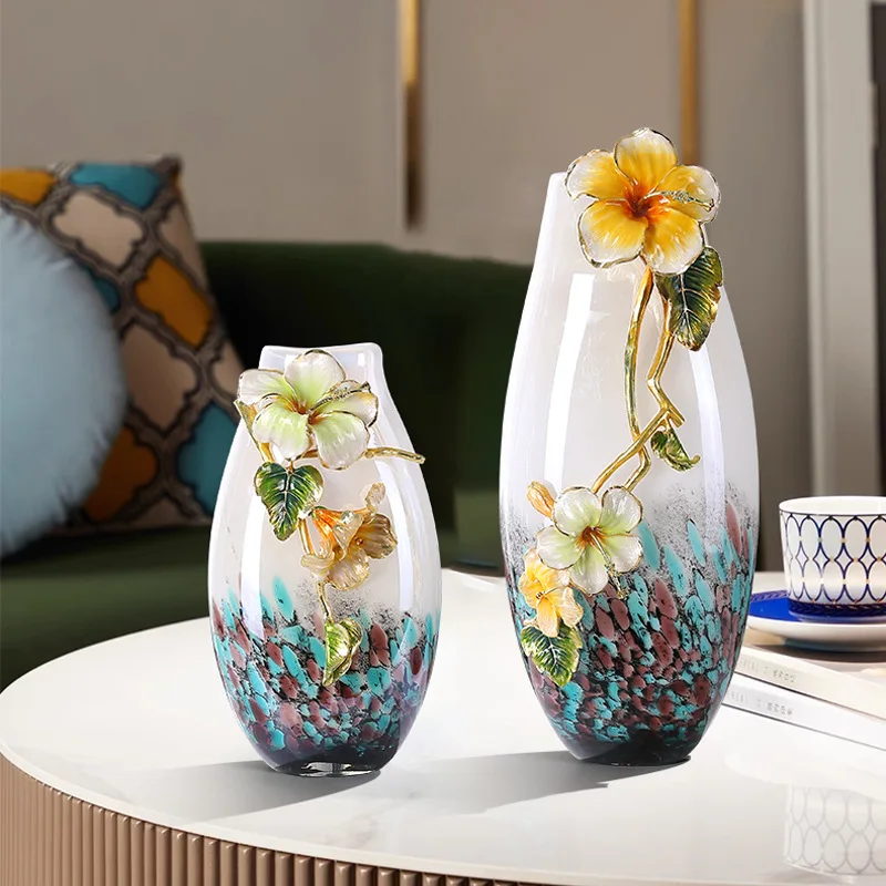 

Enamel color craft Nordic style decoration high-end vase glass vase home decoration TV cabinet entrance ornament