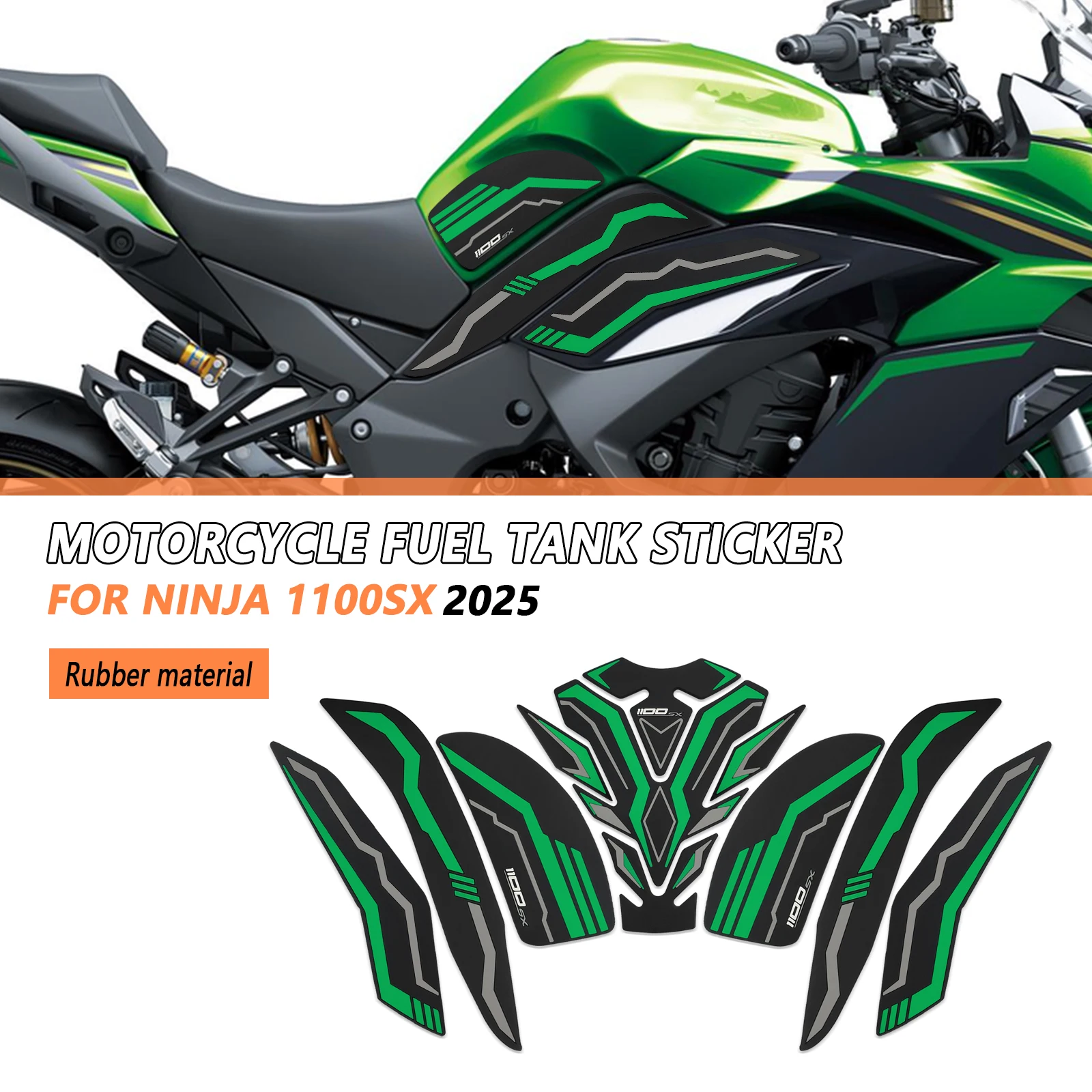 

Для NINJA 1100SX Ninja 1100 SX 2025-новые боковые накладки на топливный бак мотоцикла, защитные наклейки, наклейка, газовая наколенница, тяга