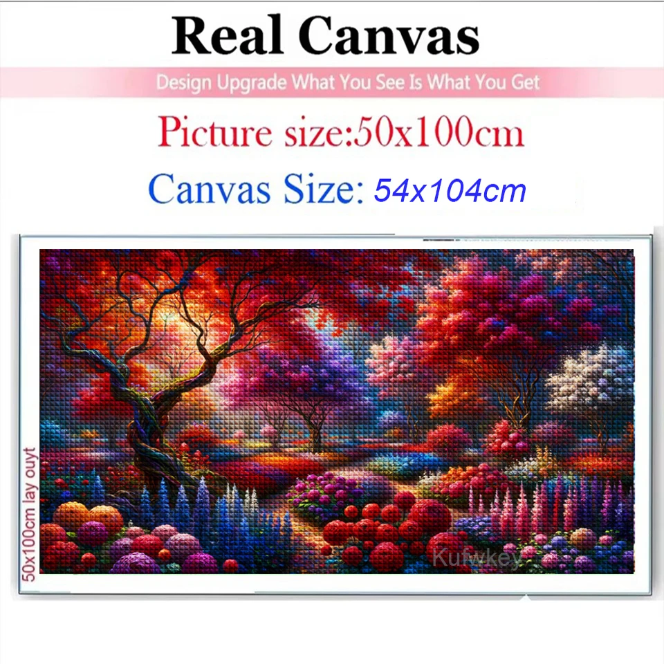 colorful fantasy landscape Diy Diamond Painting Full Diamond Mosaic Cross stitch kits ﻿ vibrant flower-filled forest Home Decor