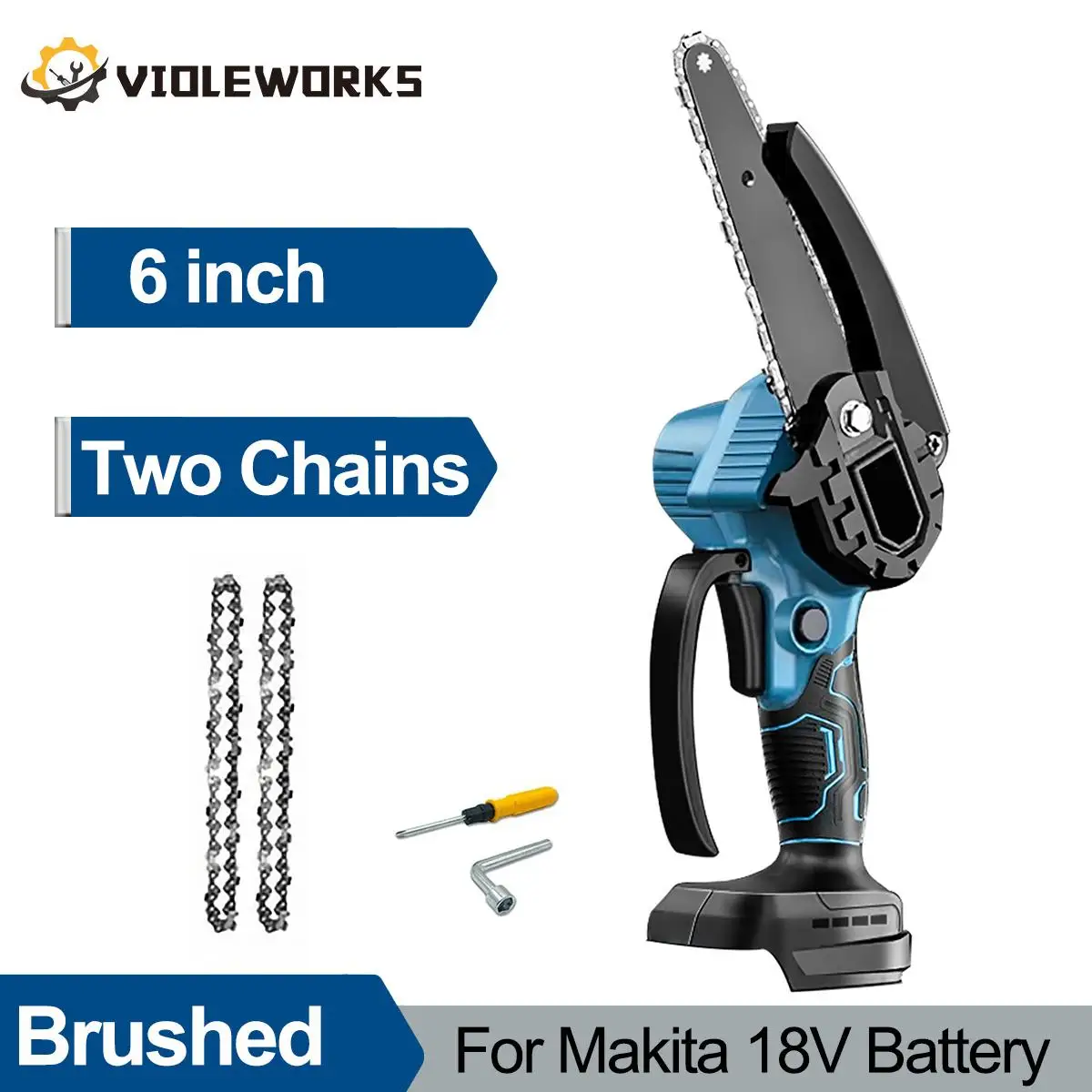 recarregavel mini serra eletrica com correntes portatil handheld tree branch cutter para makita 18v bateria chainsaw 01