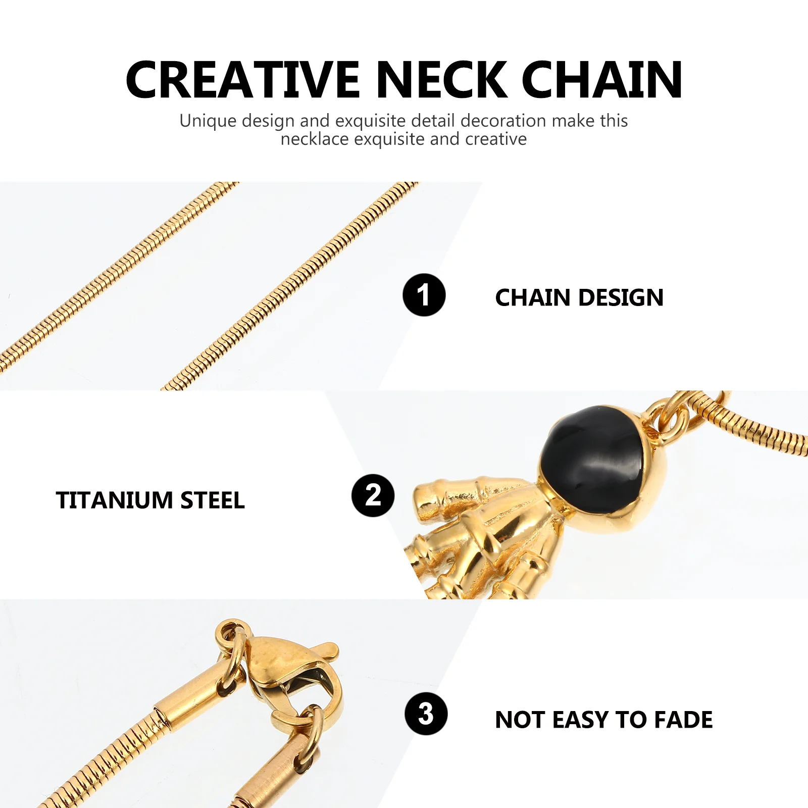 

1Pcs Astronaut Pendant Polished Necklace Fashionable Neck Ornament Scratch Resistant Smooth Surface Creative Couple Neck Chain